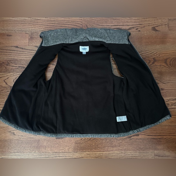 Old Navy Women's Dark Gray Wool Blend Tweed Zip-Up Puffer Vest - Picture 6 of 11